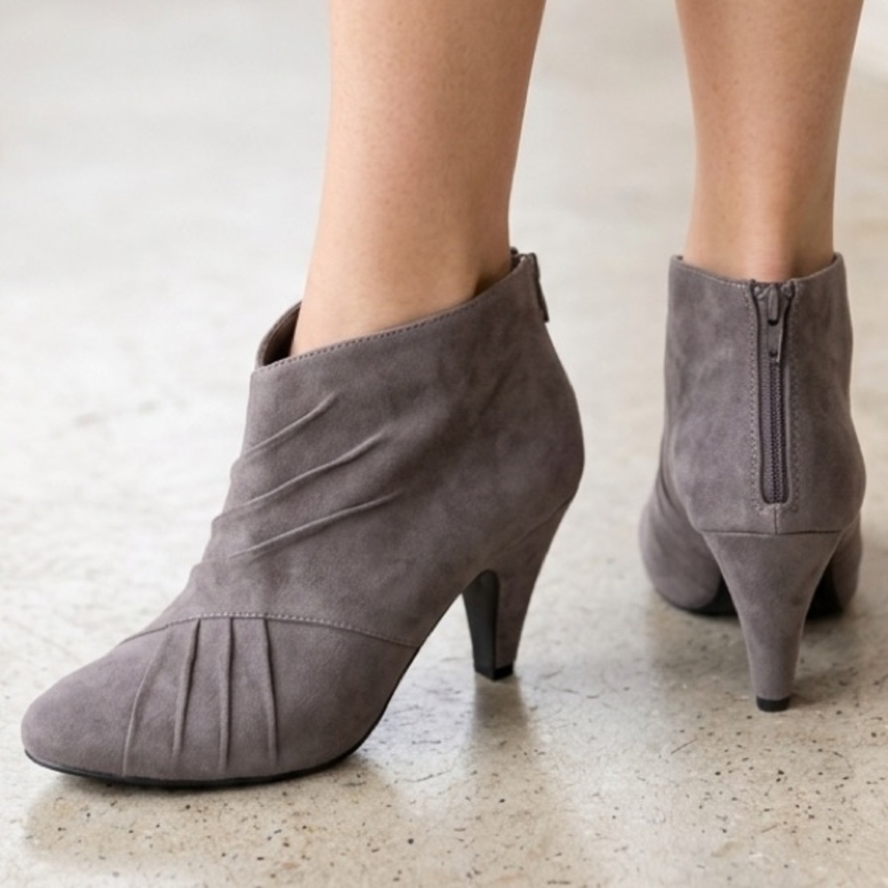 NWOT Suede Ankle Booties - Zip Closure - Grey - Size 8.5